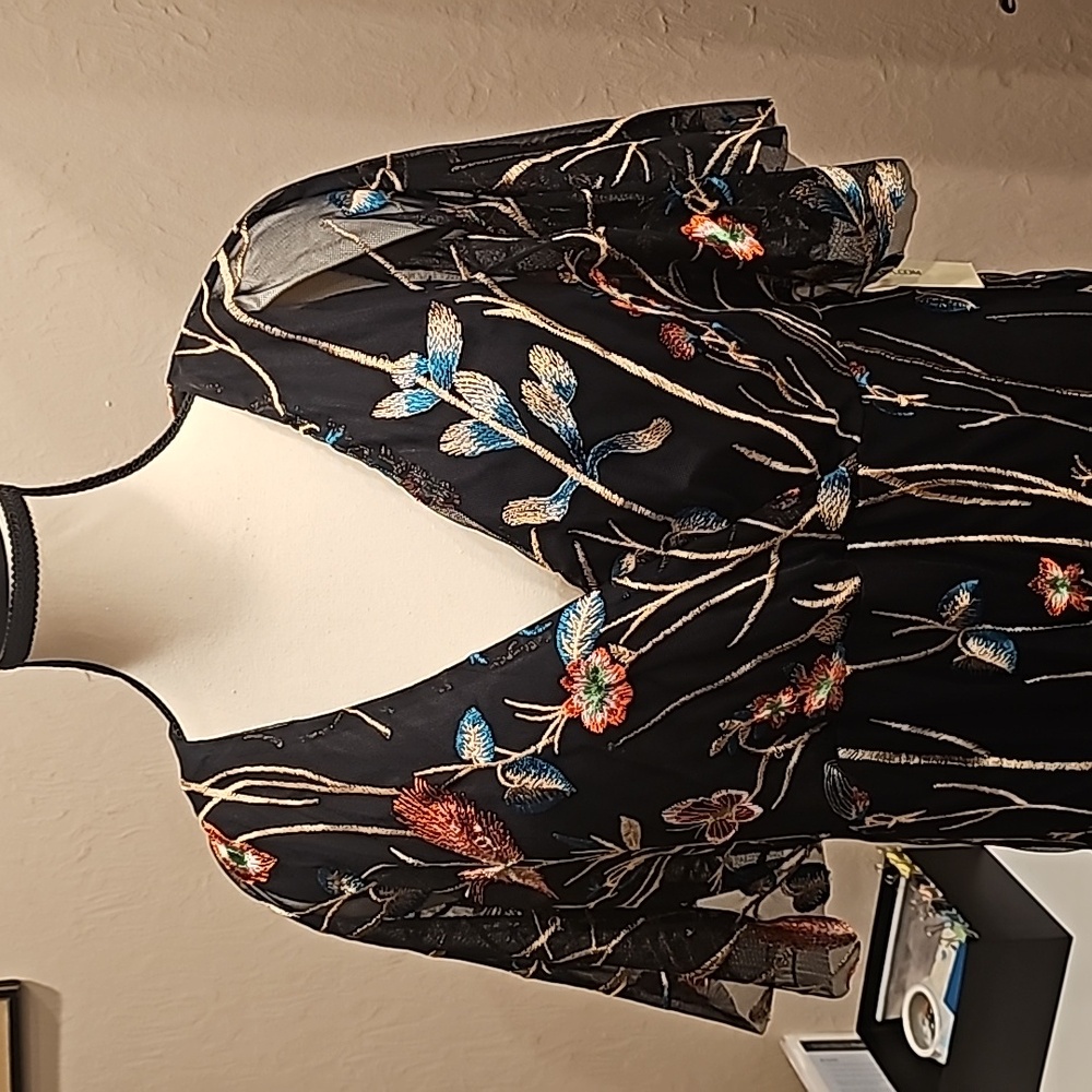 Kiyonna gown....black mesh with embroidery size 1X NWT